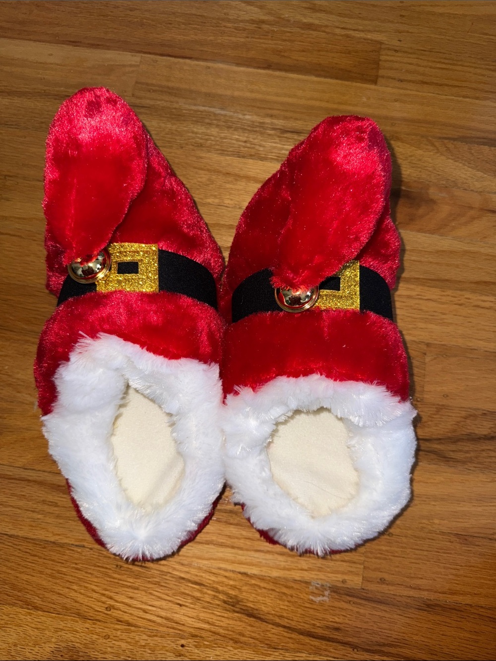 Holiday Plush Santa Slippers - Red